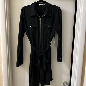 Calvin Klein Black Front Zip Shirtdress | NWT | Size 14